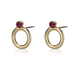 Perfectly Round Earrings Crowned With Rubies