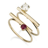 Two Lines Ring Set - Ruby & Diamond