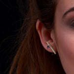 Single Gold Line Earring - Sapphire