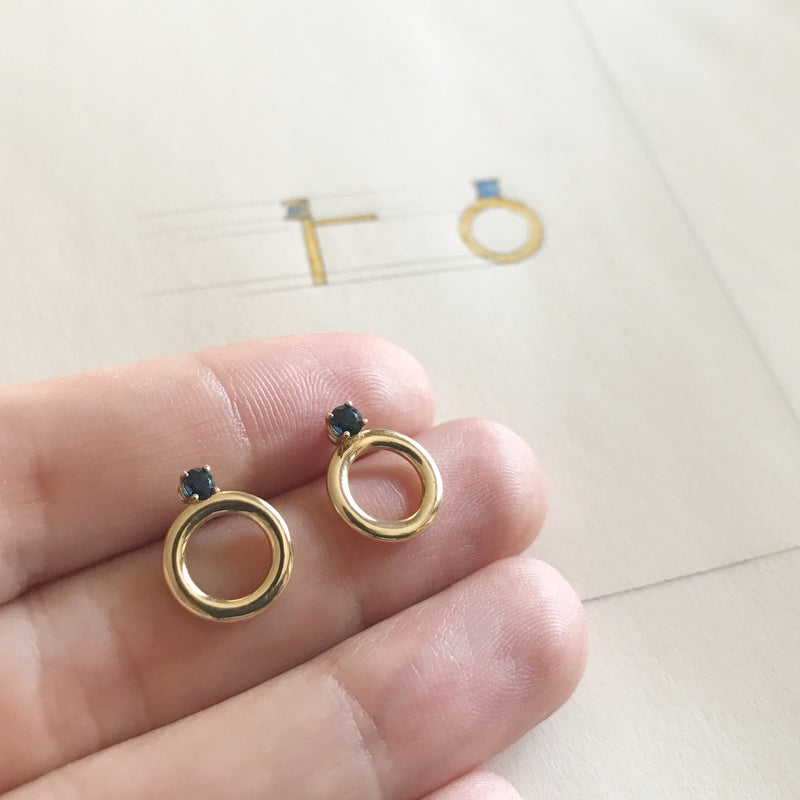 Perfectly Round Earrings With Sapphires