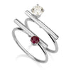 Two Lines Ring Set - Ruby & Diamond